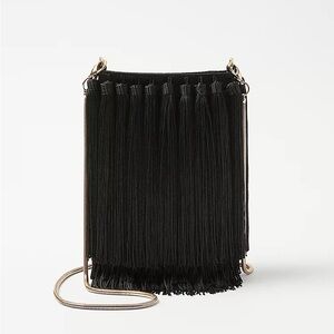 Ann Taylor NWT Black Fringe Clutch